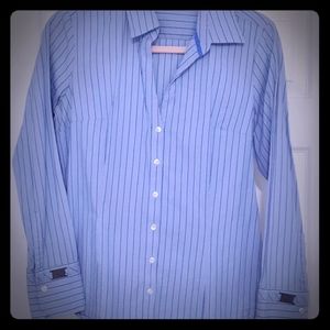 Women's pinstriped classic work shirt